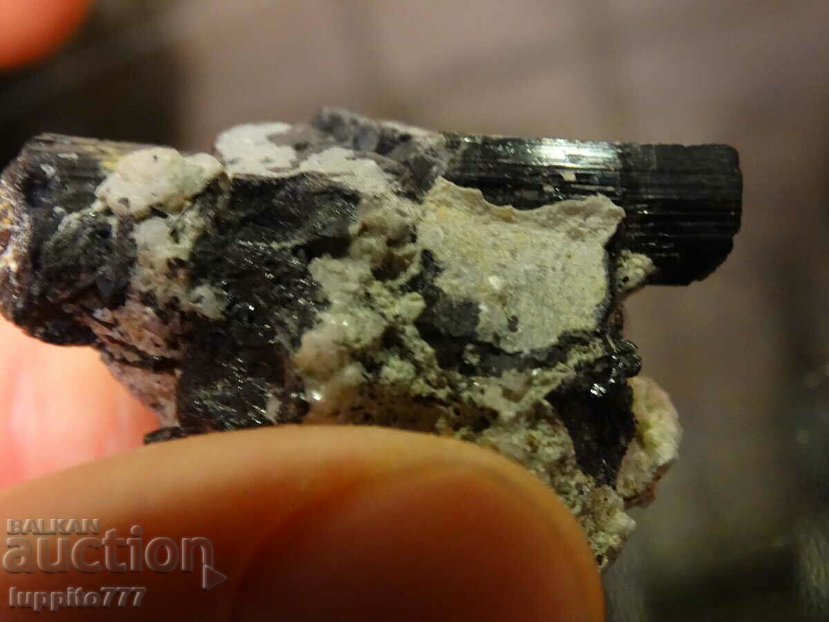 Delivery of natural black tourmaline on matrix unique 26 grams Delivery of natural black tourmaline on matrix unique 26 grams