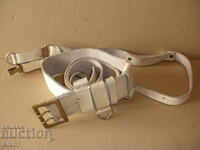 Military leather white belt.
