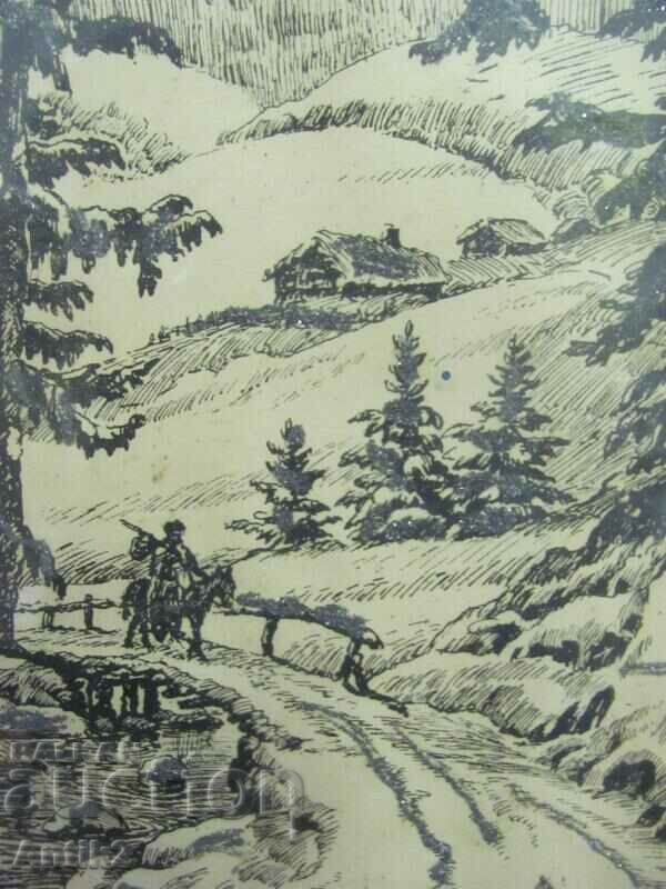 Auction 30's Antique Painting Print, Masterpiece, Signed Auction 30's Antique Painting Print, Masterpiece, Signed