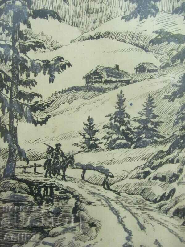 Delivery of 30's Antique Painting Print, Masterpiece, Signed Delivery of 30's Antique Painting Print, Masterpiece, Signed