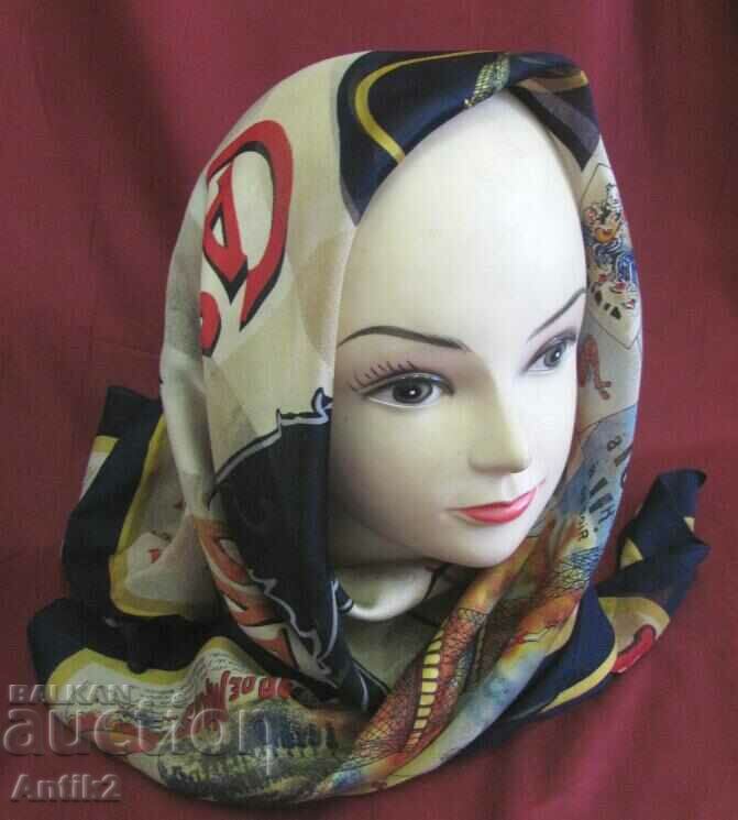 Delivery of Vintich Interesting Women's Scarf with motifs from the 1920s of casinos