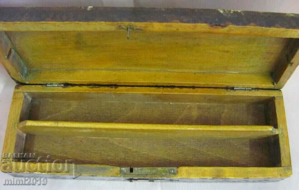 Ξύλινο κουτί του 19ου αιώνα για μολύβια και στυλό - 6