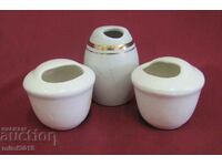 Vintich Russian Porcelain Inkwells Marked 3 pcs.