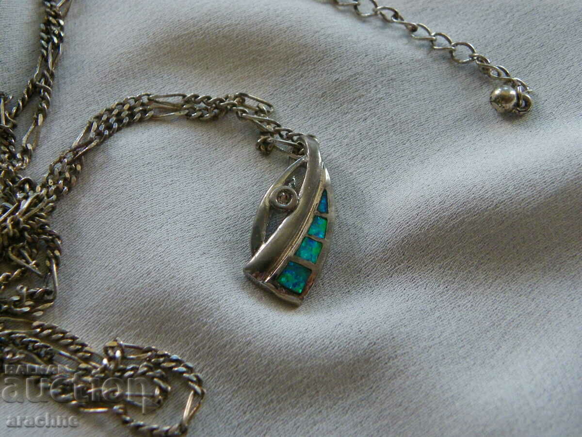 Silver necklace with opals with price 120.00 BGN | € 61.36 Silver necklace with opals with price 120.00 BGN | € 61.36