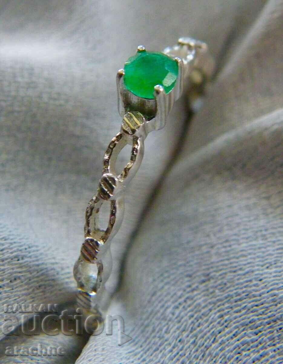 American silver Adirondack mountain emerald ring