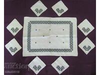 19th century Placemat with Serving Napkins hand embroidery
