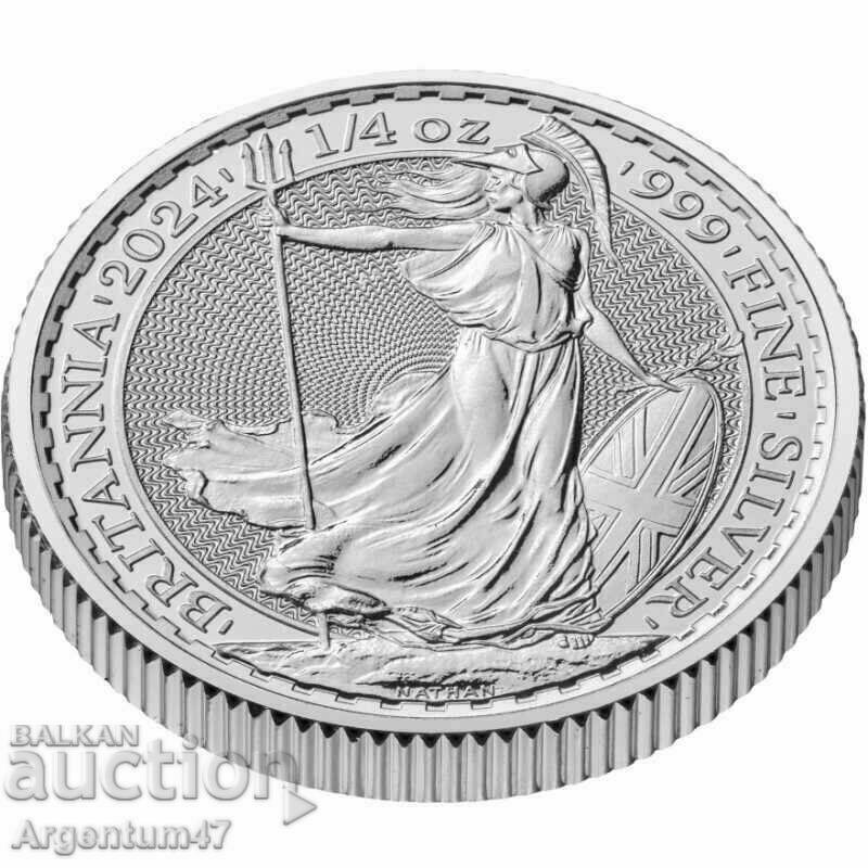 NEW!!! SILVER 1/4+1/10 OZ 2024 BRITAIN - CHARLES WITHOUT CROWN