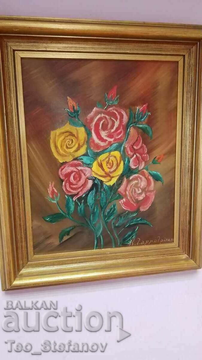 A wonderful author's picture. Oil on canvas signed