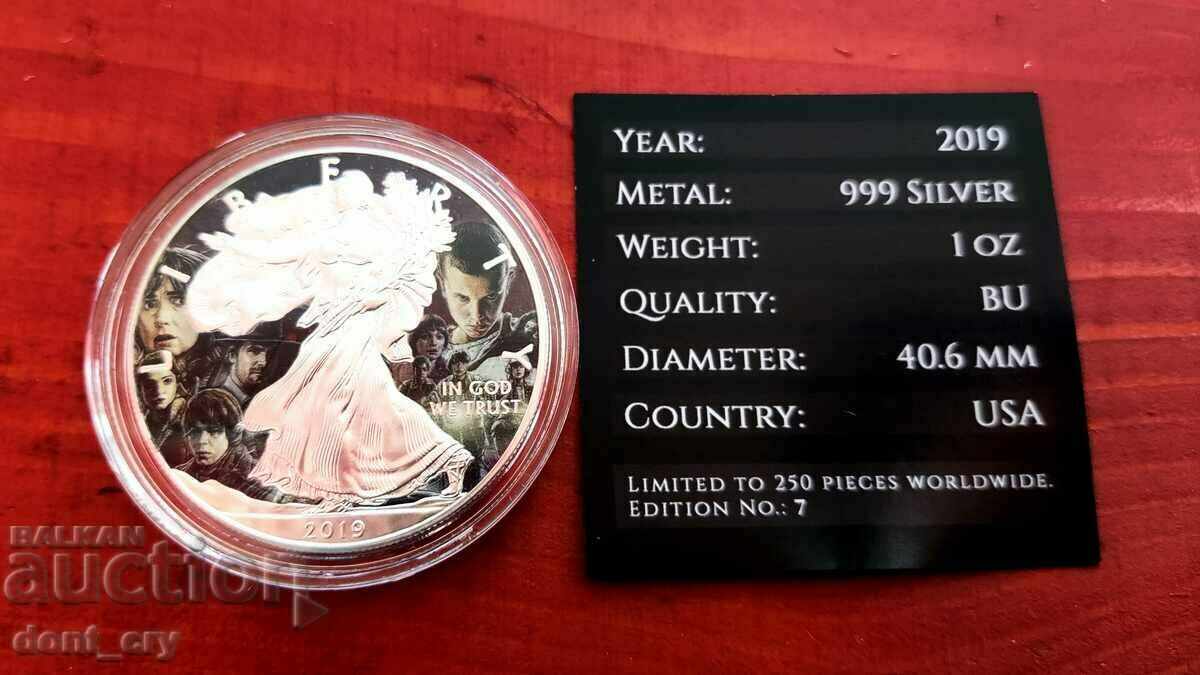 Auction Silver 1 Oz Silver Eagle Color 2019 USA Auction Silver 1 Oz Silver Eagle Color 2019 USA