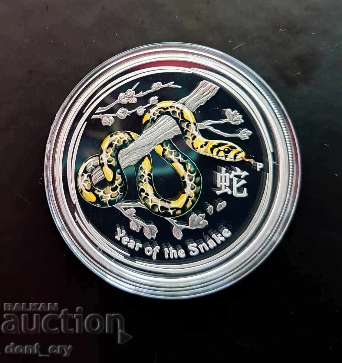 Silver 1 oz Year of the Snake 2013 Color Australia Lunar
