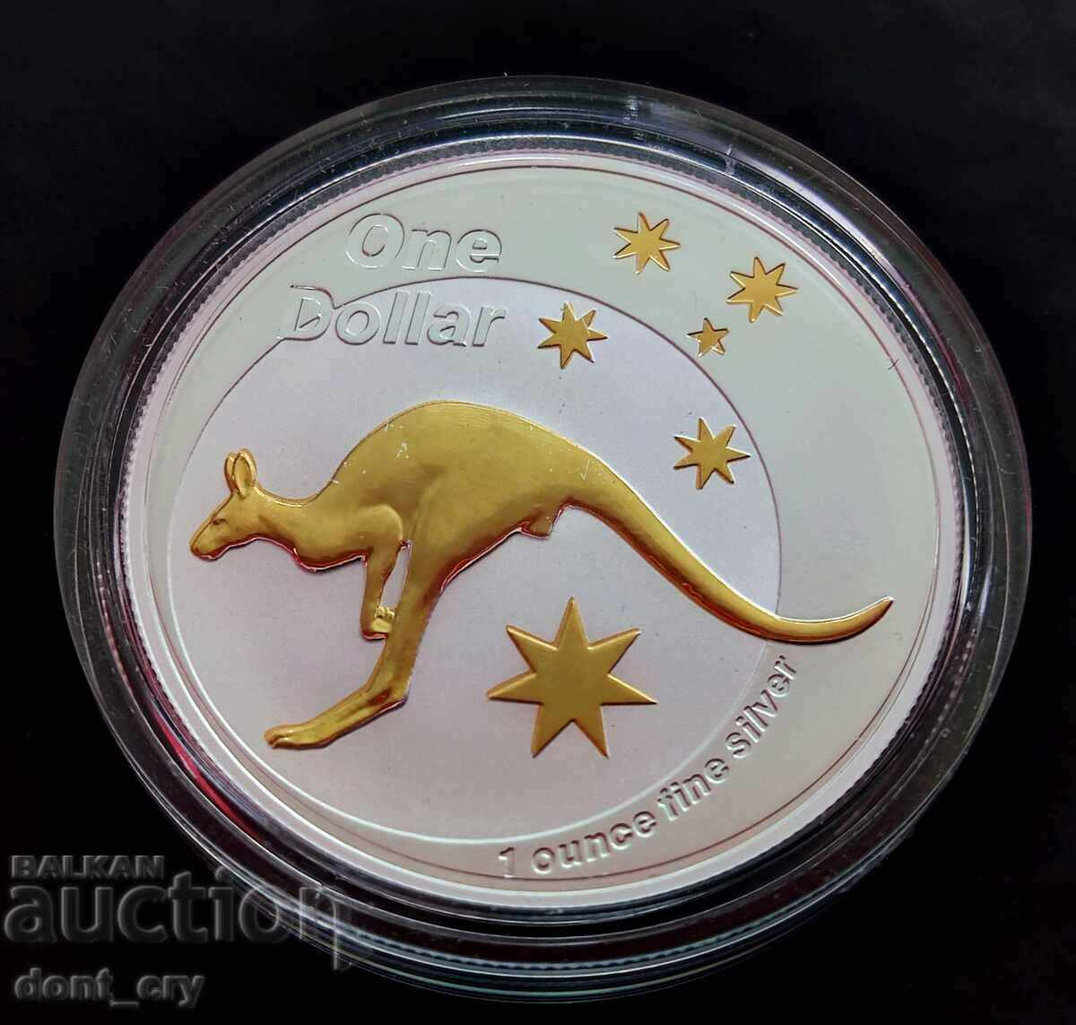 Argint 1oz Kangaroo 2005 placat cu aur RAM Australia