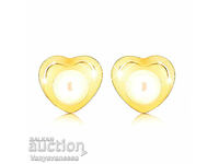 Cercei din aur galben de 9K - o mică inimă strălucitoare
