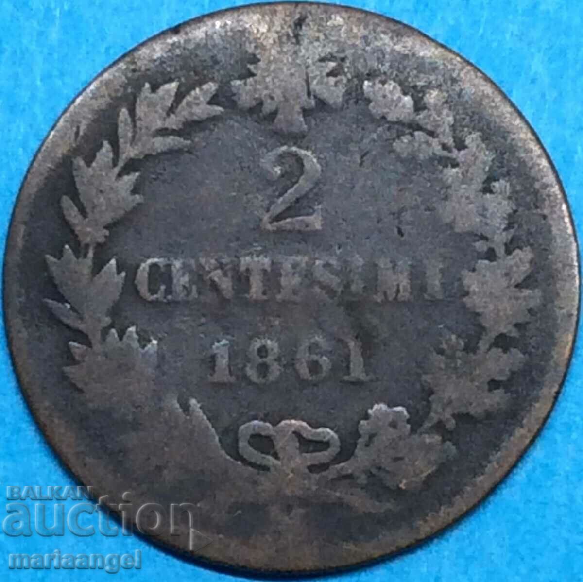 2 centesimi 1861 Italy M - Milan
