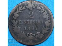 2 centesimi 1861 Italia M - Milano