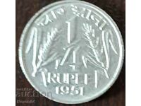 1/4 рупия 1951, Индия