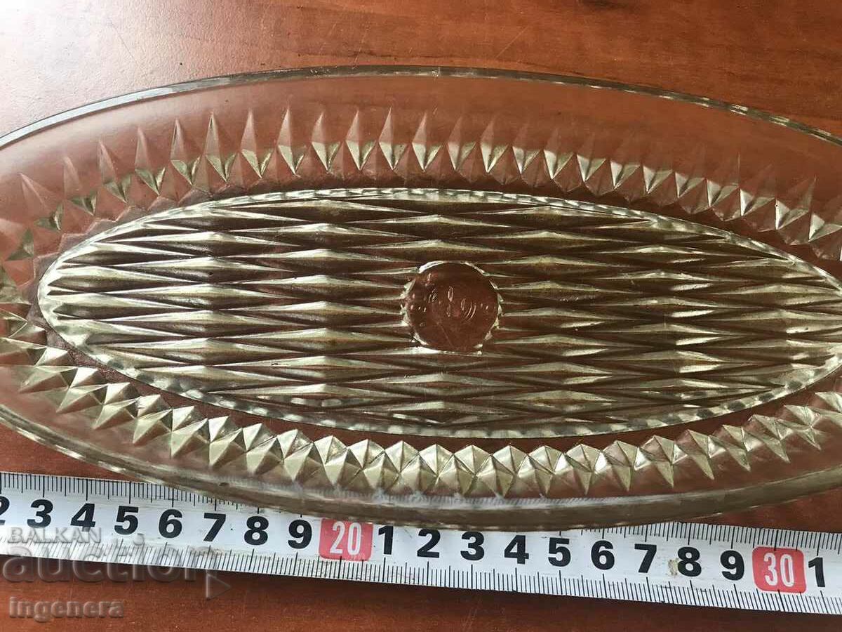ПОДНОС ПЛАТО ЧИНИЯ СТЪКЛО РЕЛЕФ ДЕБЕЛОСТЕННО-СССР с цена 16.00 лв. | € 8.18