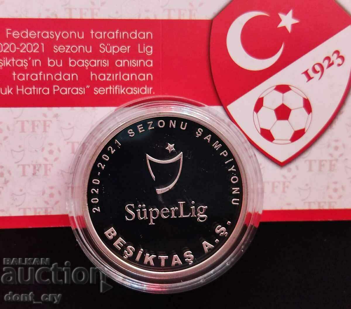 Silver 20 Lira Besiktas Superliga 2021 Turkey