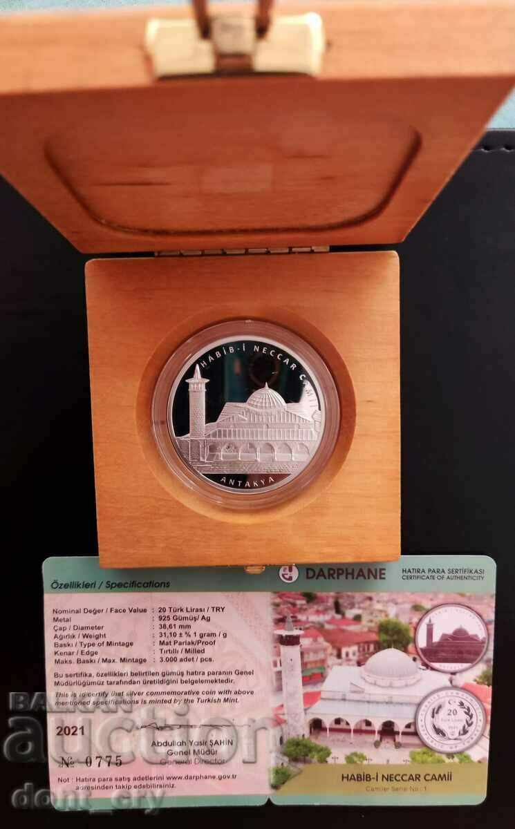 Argint 20 de lire Moscheea Habib Neckar 2021 Turcia