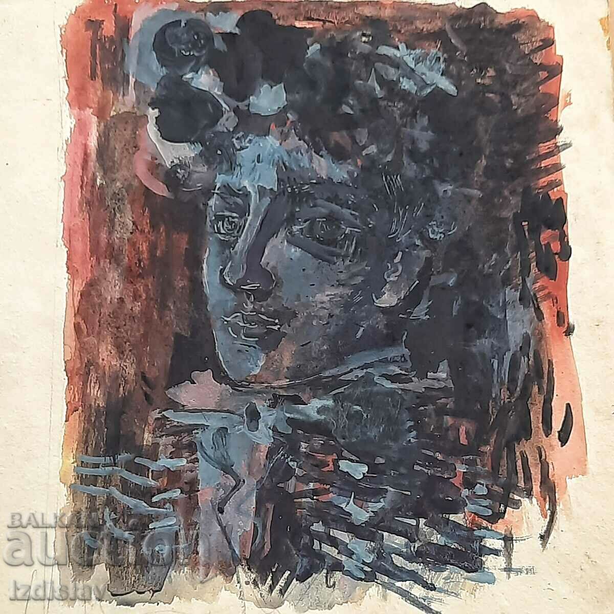 Pictură abstractă veche tempera Pictură abstractă veche tempera