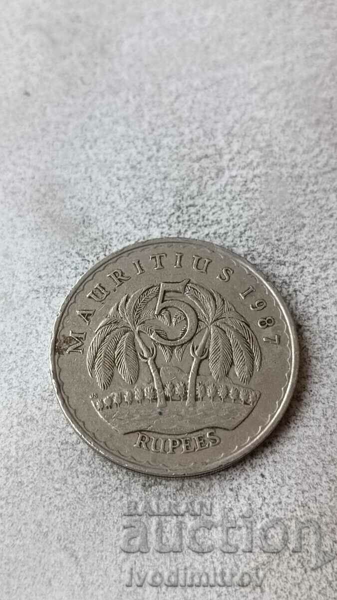 Μαυρίκιος 5 ρουπίες 1987