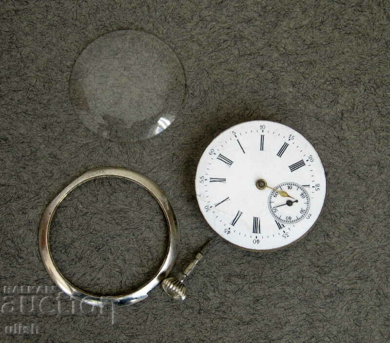 Old machine clock mechanism ring glass crown
