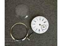 Old machine clock mechanism ring glass crown