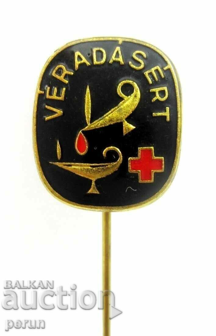 Crucea Roșie Maghiară-Donator de sânge-E-mail-Insignă veche