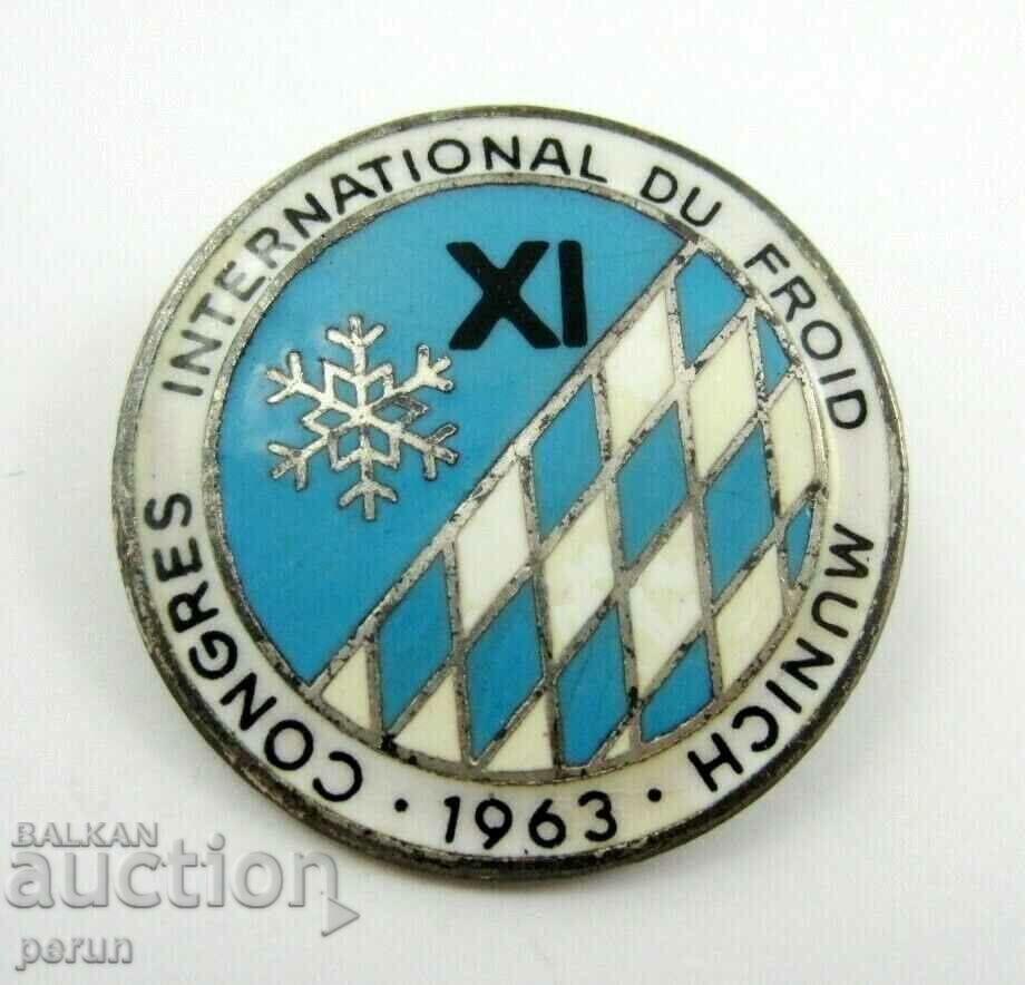Congresul Internațional al Refrigerării München 1963-Insignă-Smalț Rare