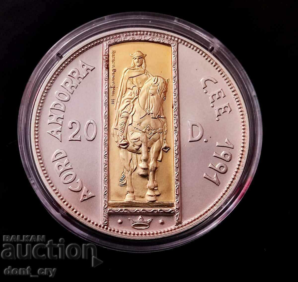 Aur și argint 20 Dinara Contele Barcelona 1995 Andorra