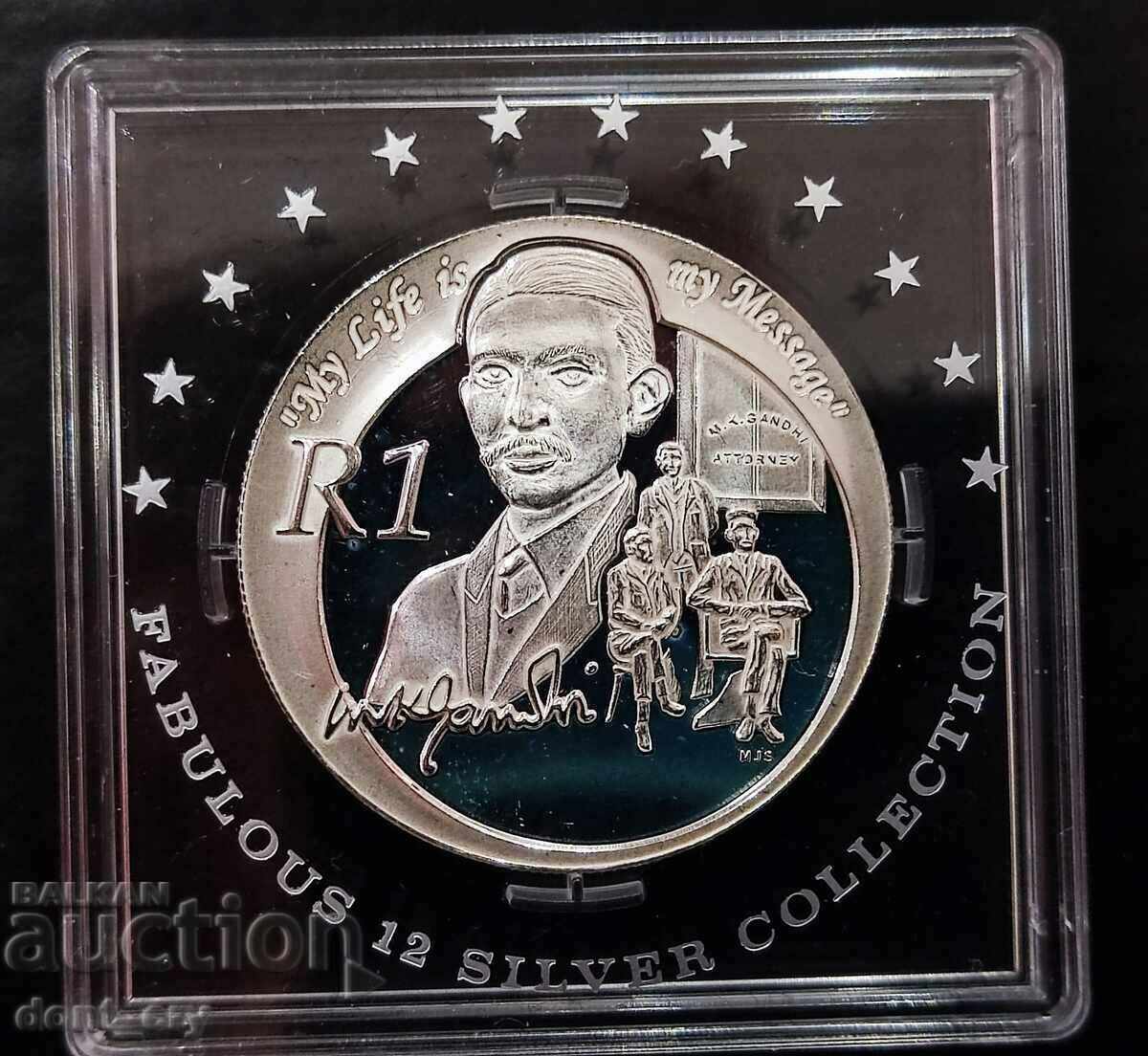 Silver 1 Rand Mahatma Gandhi Νομπελίστας 2008 Νότια Αφρική