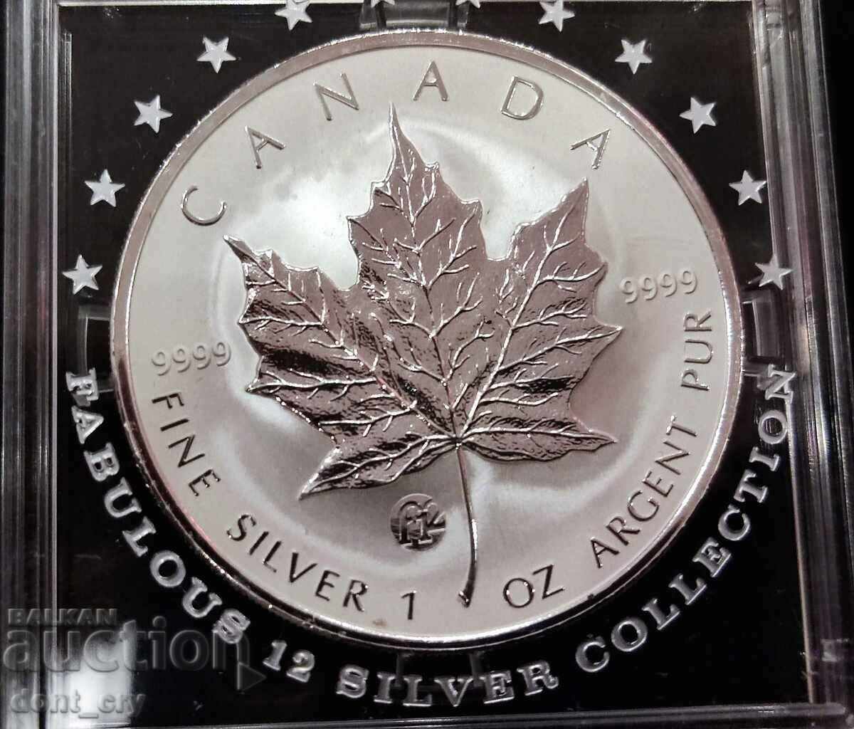 Ασημί 1 ουγκιά Canadian Maple Leaf 2008 Mark F12
