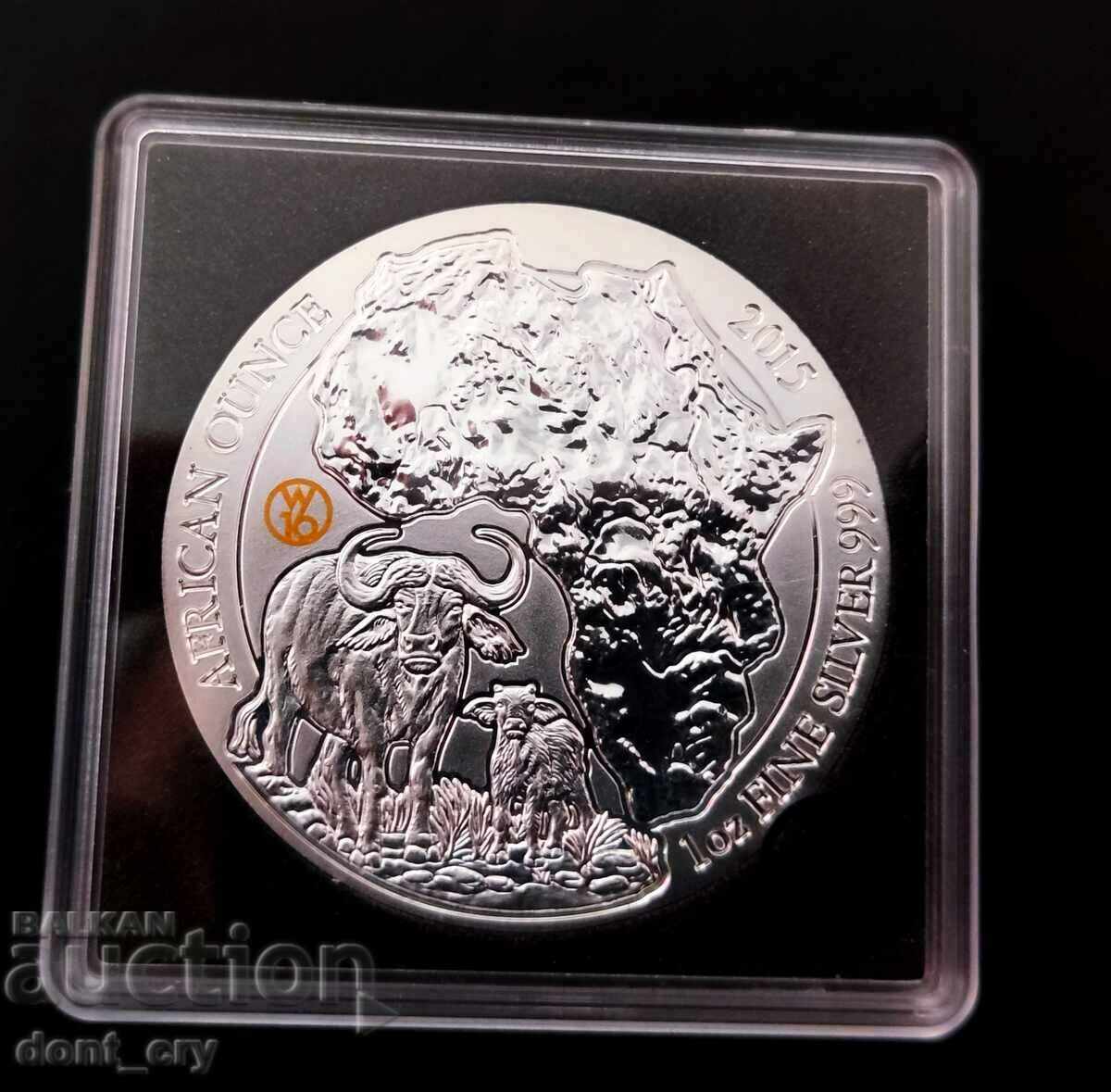 Silver 1 oz Buffalo 2015 Rwanda Africa W16 Silver 1 oz Buffalo 2015 Rwanda Africa W16
