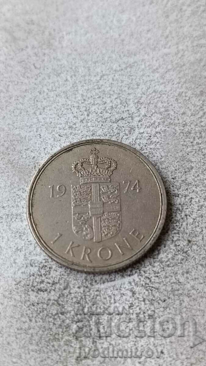 Denmark 1 kroner 1974