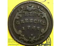 Австрия за Чехия 1 грош 1768 М.Терезия Бохемия 23мм