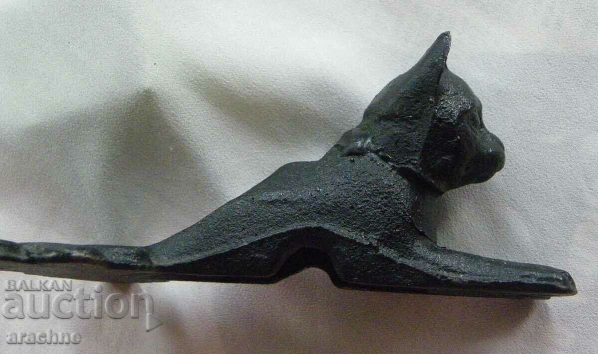 Old British Cast Iron Cat Door Stopper