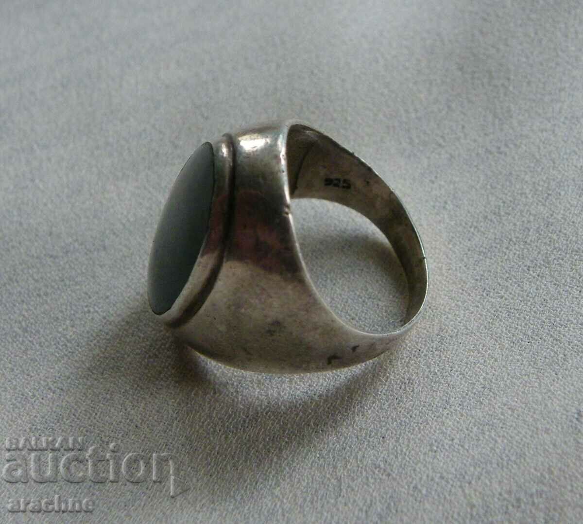 Auction Large silver ring with black tourmaline Auction Large silver ring with black tourmaline