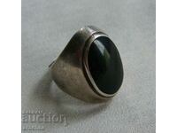 Large silver ring with black tourmaline