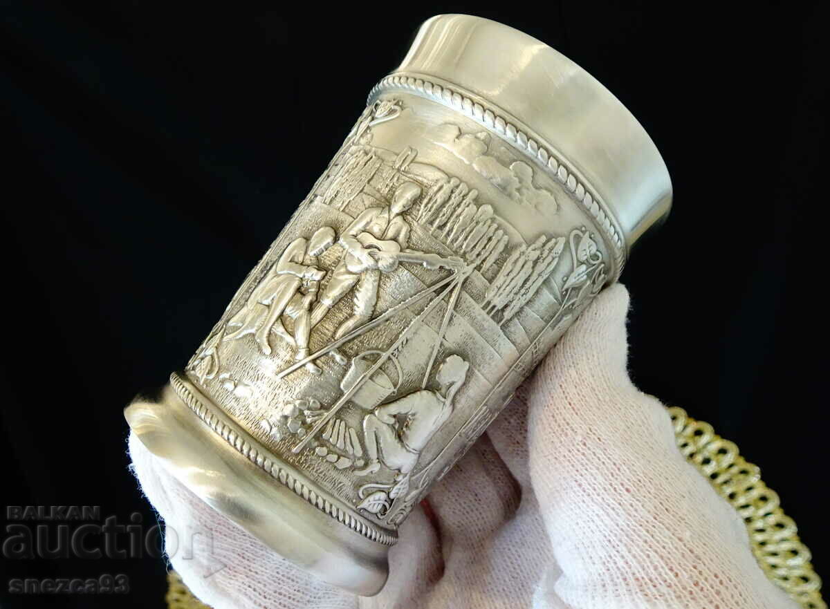 Tin wine cup, paintings Camping, picnic Tin wine cup, paintings Camping, picnic