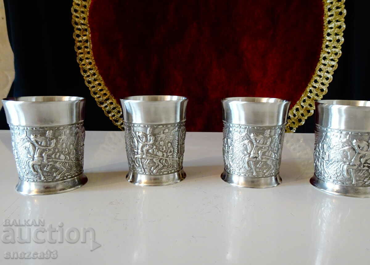 Pewter Rakia Cups, Horsemen, Knights Pewter Rakia Cups, Horsemen, Knights