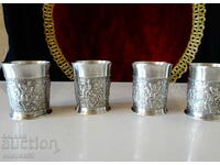 Brandy glasses, shots, pewter, medieval march.