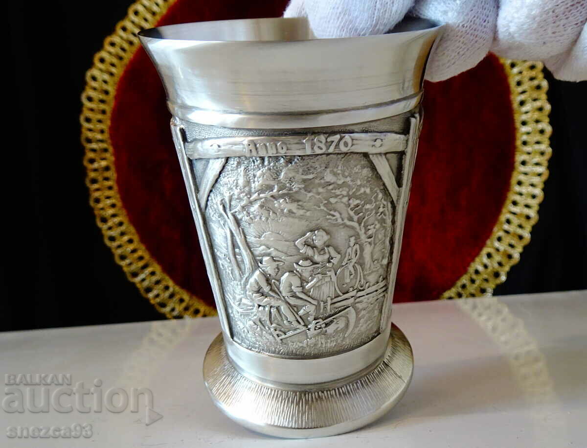 Tin wine cup, three romantic paintings - 5 Tin wine cup, three romantic paintings - 5