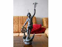 old zinc statuette of Hermes - early 20th century
