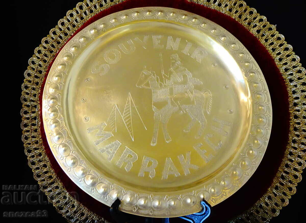 Bronze tray from Marrakech with a horseman Bronze tray from Marrakech with a horseman