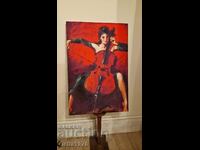Large painting, canvas, 60cm/ 40cm "Red Symphony"