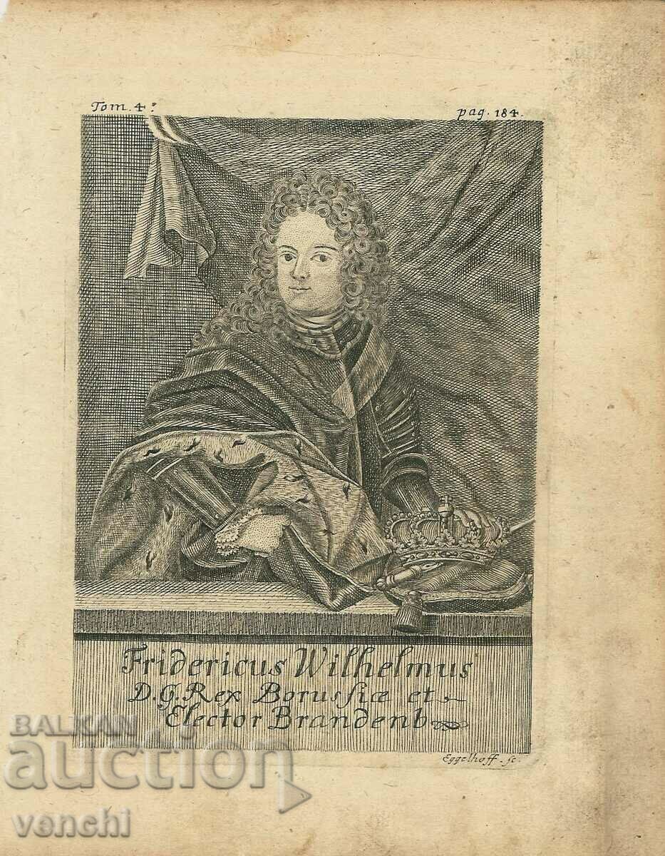 1719 - GRAVURĂ VECHE - FRIEDRICH WILHELM - MALLET