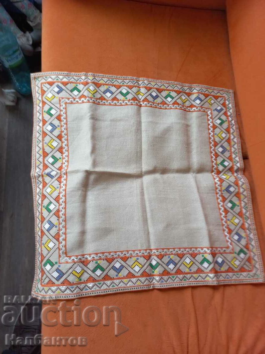 OLD HAND EMBROIDERED CHECK BLANKET