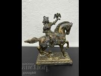 Figurină de călăreț de colecție din alamă. #5051