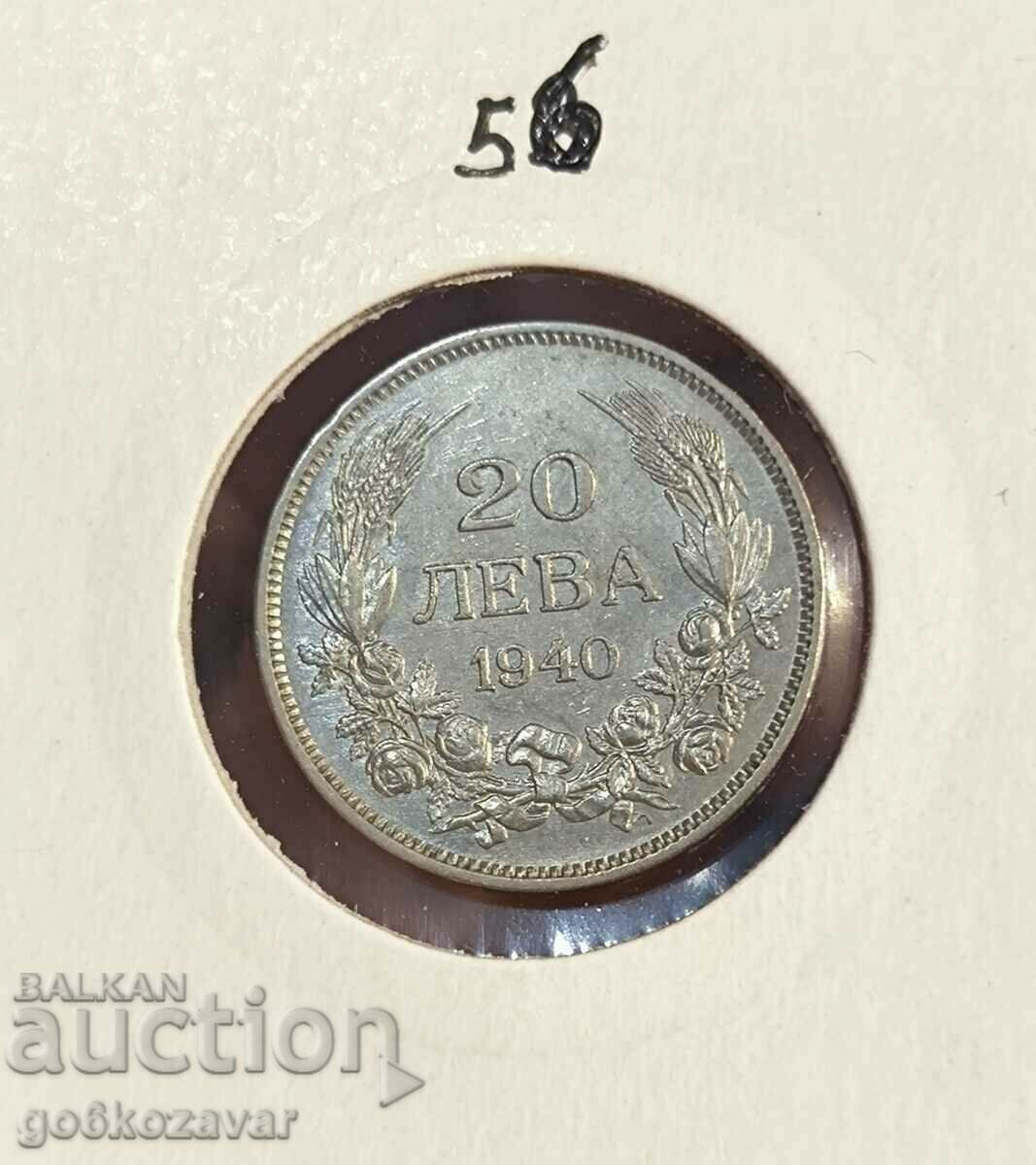 Bulgaria 20 BGN 1940 Moneda de top!