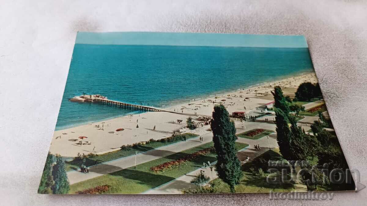 Carte poștală Nisipurile de Aur Vedere generală de la plajă 1963