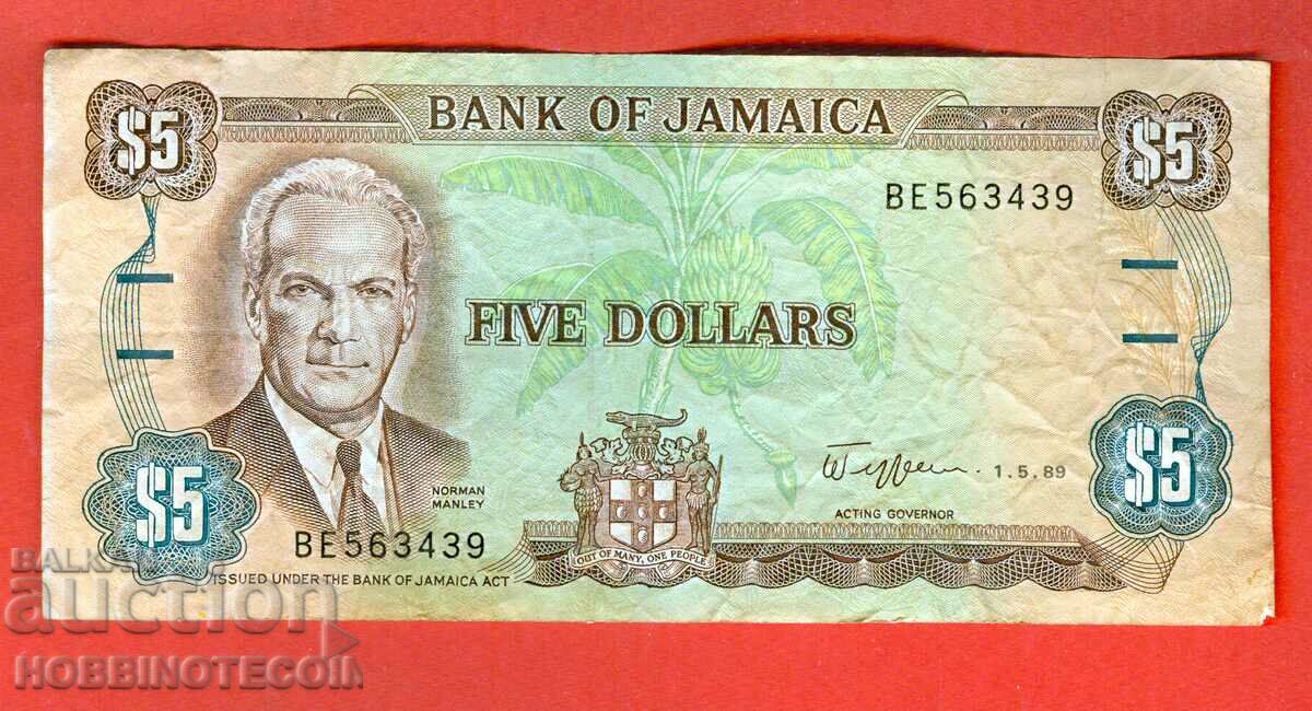JAMAICA JAMAICA Emisiune de 5 USD, 1989